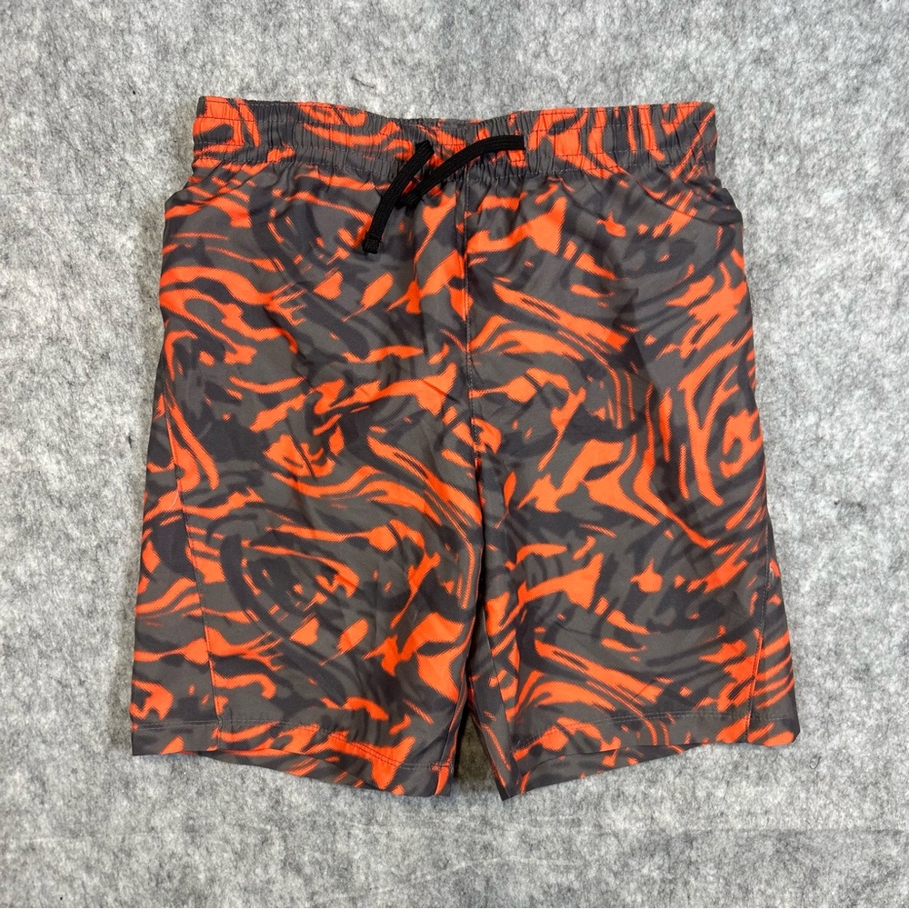 Z by Zella Boys Bold Orange and Gray Board Shorts Swim Trunks lined L 10/12